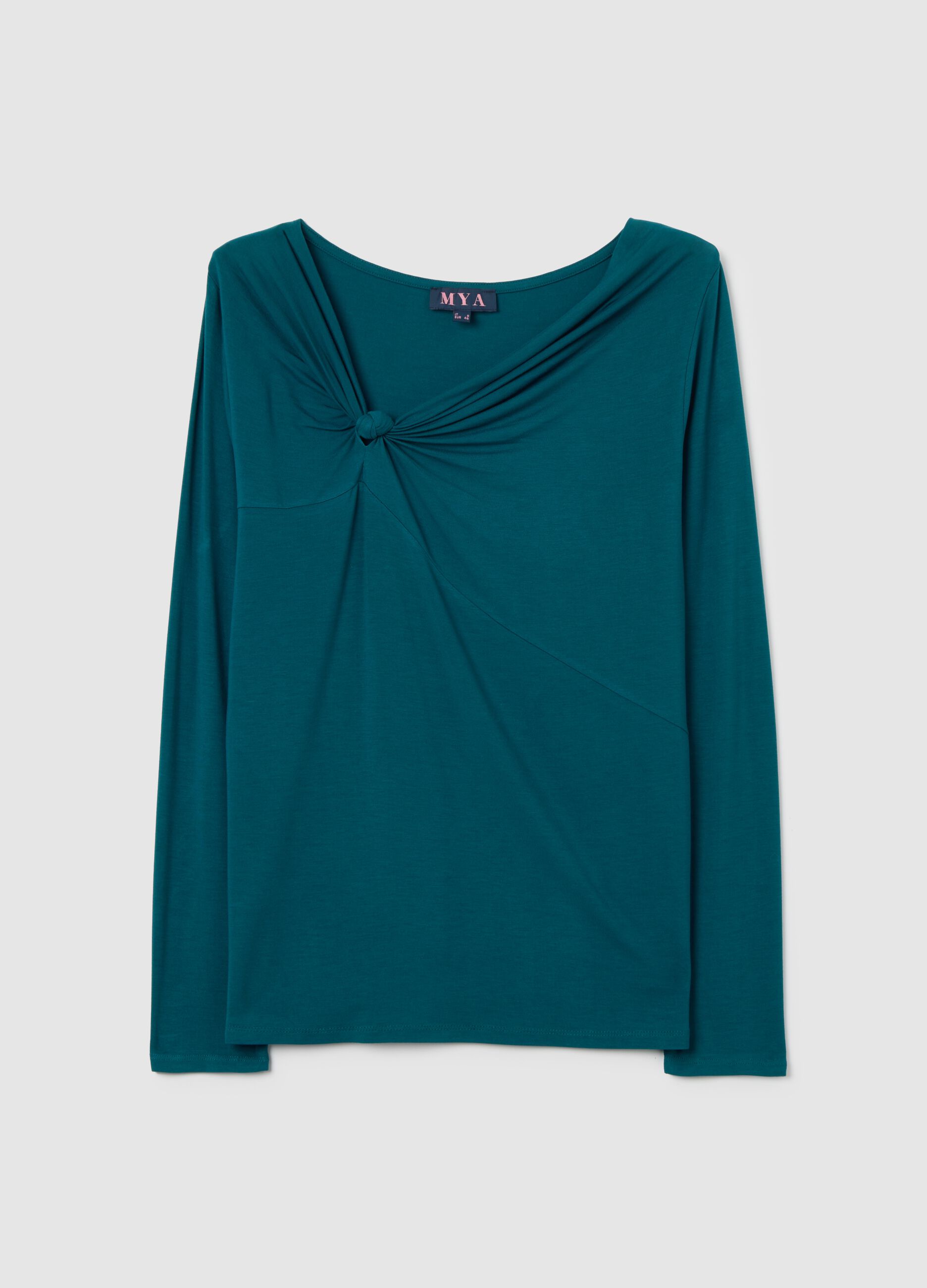 Green long-sleeved blouse in stretchy viscose