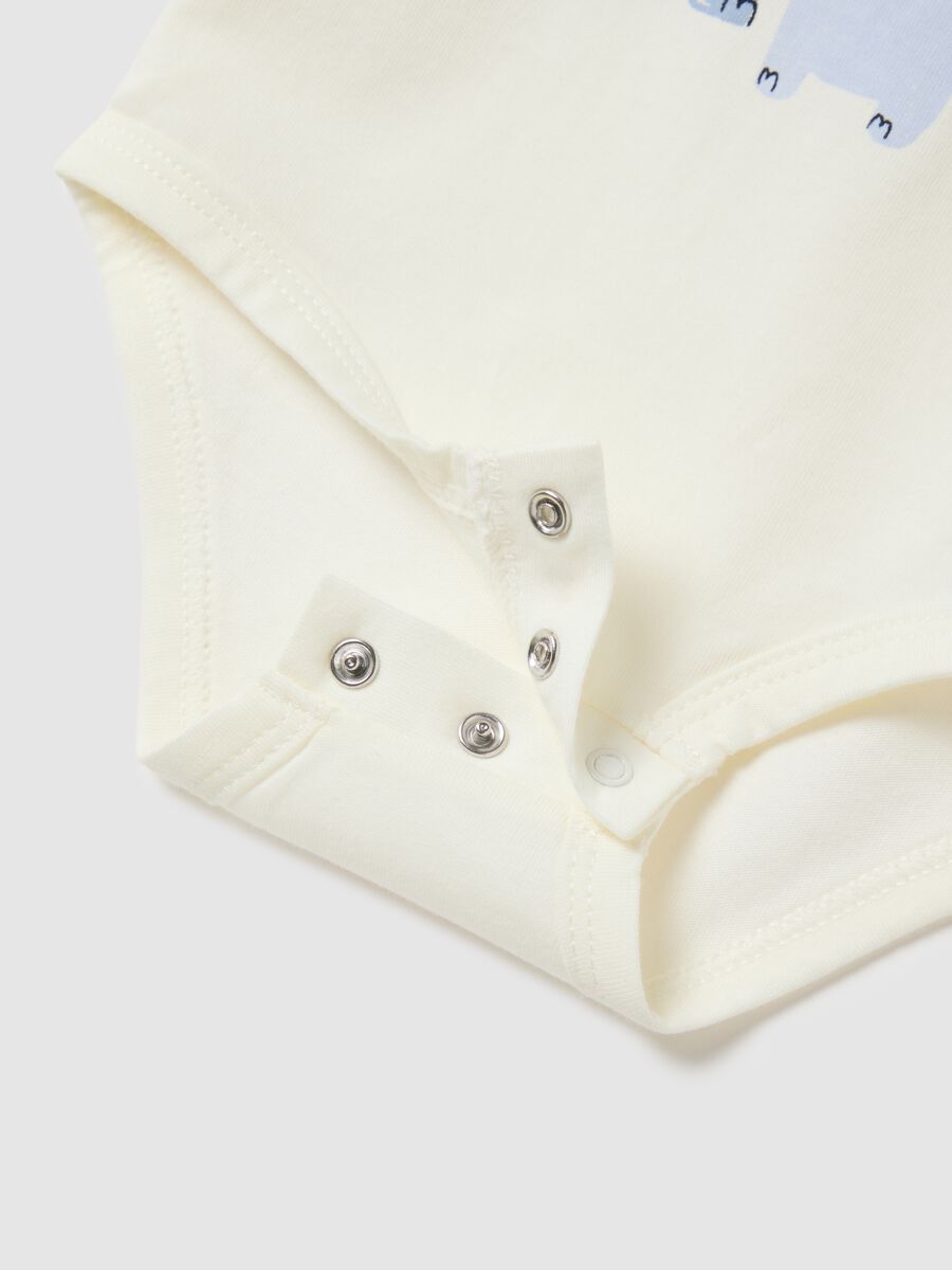 Baby bodysuit in pure white cotton with print_2