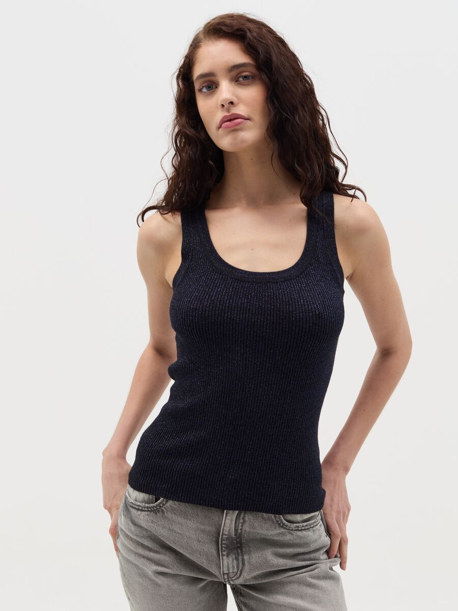 Ribbed lurex tank top_1
