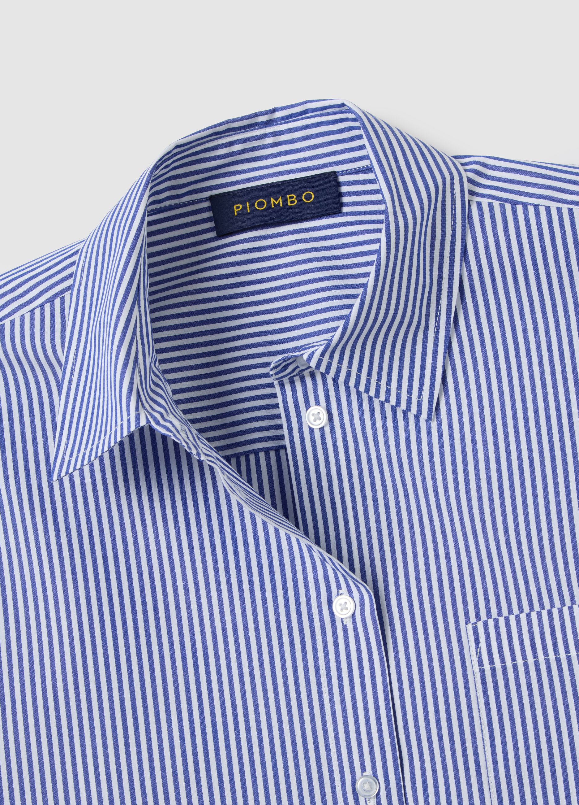 Oversized white and blue striped pure cotton shirt