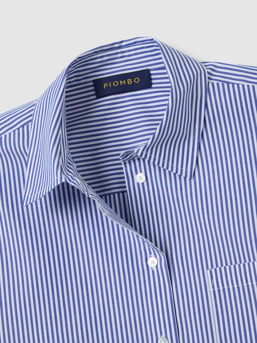 Oversized white and blue striped pure cotton shirt_5