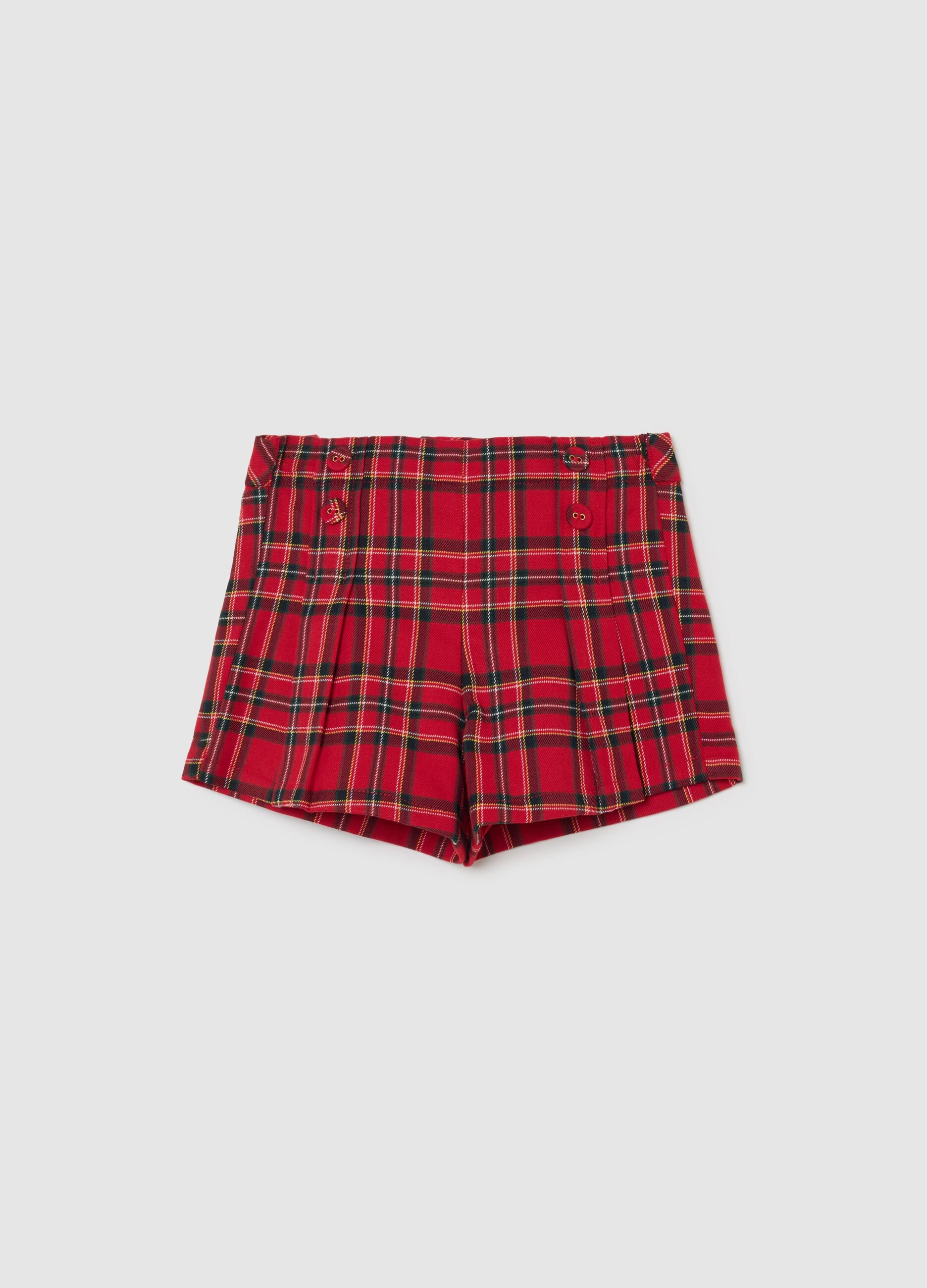 Multicolour Check Regular Fit Flannel Shorts for Girls