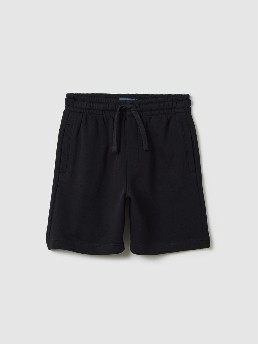 Black Cotton Shorts OVS Kids_0