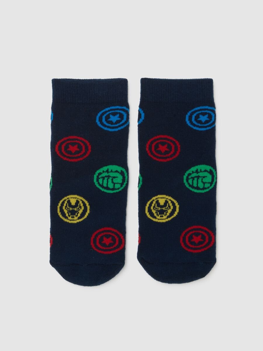 Black non-slip children's socks in cotton blend with embroidery_1