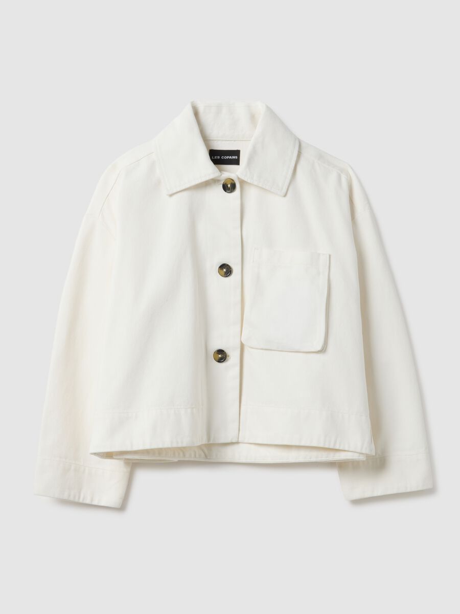 White pure cotton jacket with buttons, regular fit_4