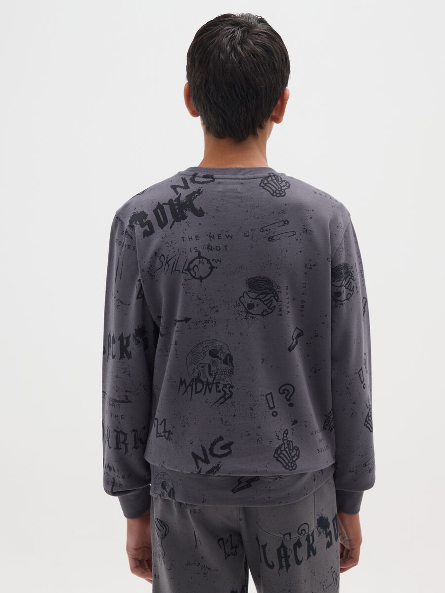 Grey regular fit boys' sweatshirt in pure cotton with print_1