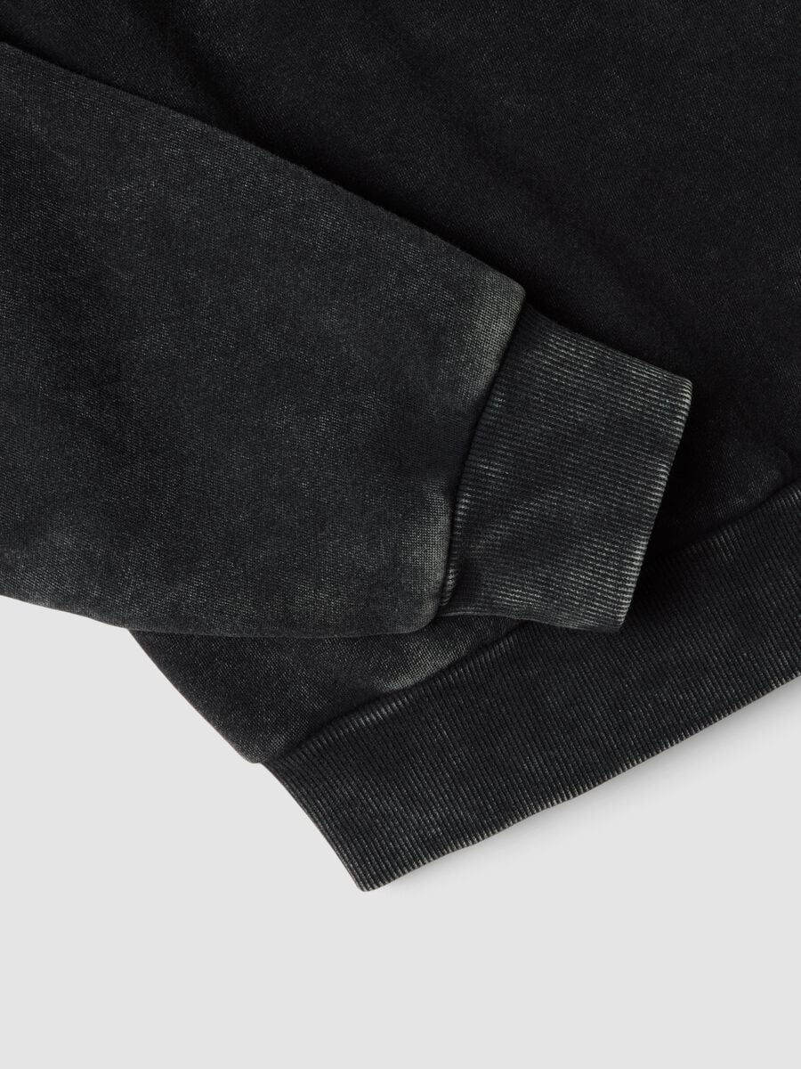 Black cotton-blend sweatshirt with boat neckline_1