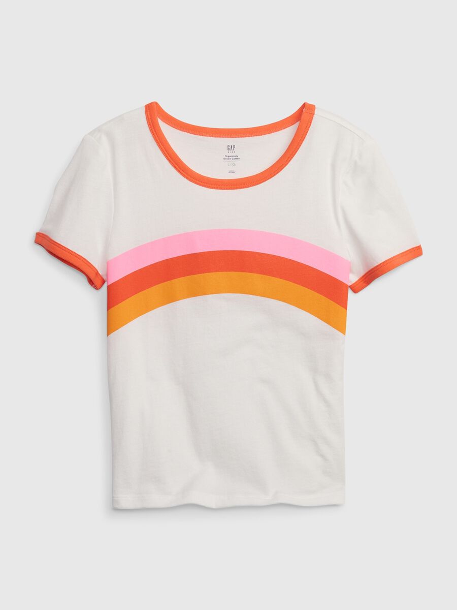 T-shirt in cotone bio con stampa arcobaleno_0