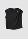 Black pure cotton T-shirt with draping and brooch_0
