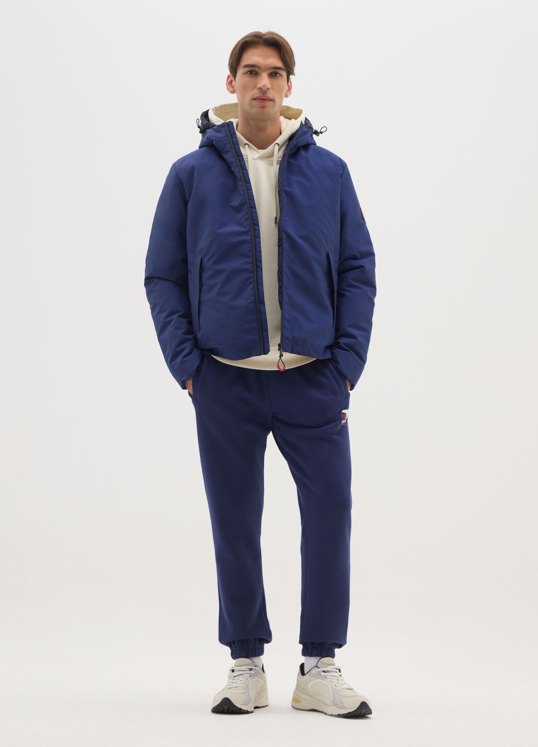 Blue cotton blend jogger pants