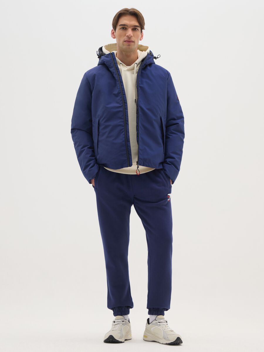 Blue cotton blend jogger pants_0