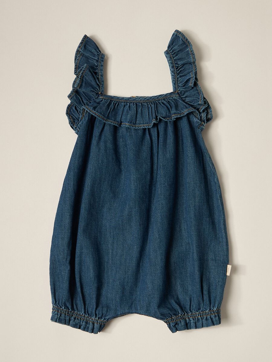 Pagliaccetto in denim di puro cotone IANA neonata_0
