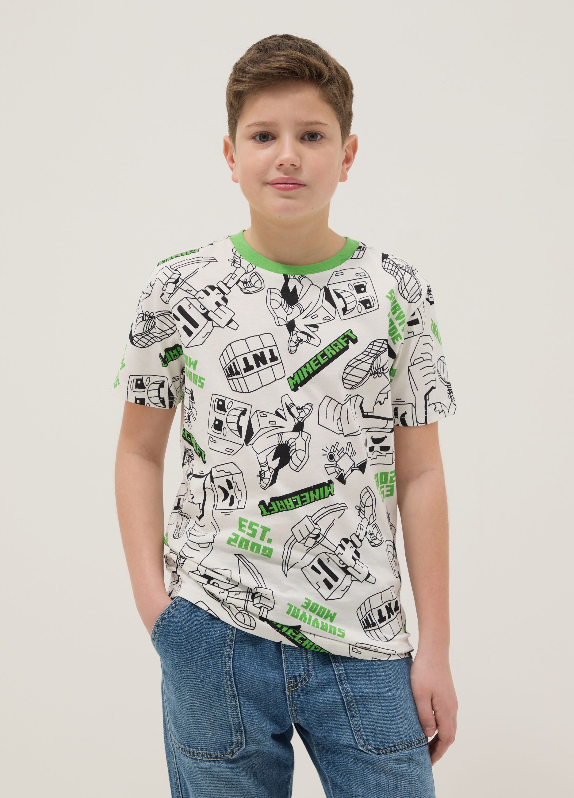 Children's multicoloured pure cotton t-shirt regular fit with print