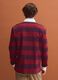 Red pure cotton striped long-sleeve rugby polo, regular fit_2