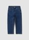 Blue denim straight-fit stretch cotton jeans for boys_0