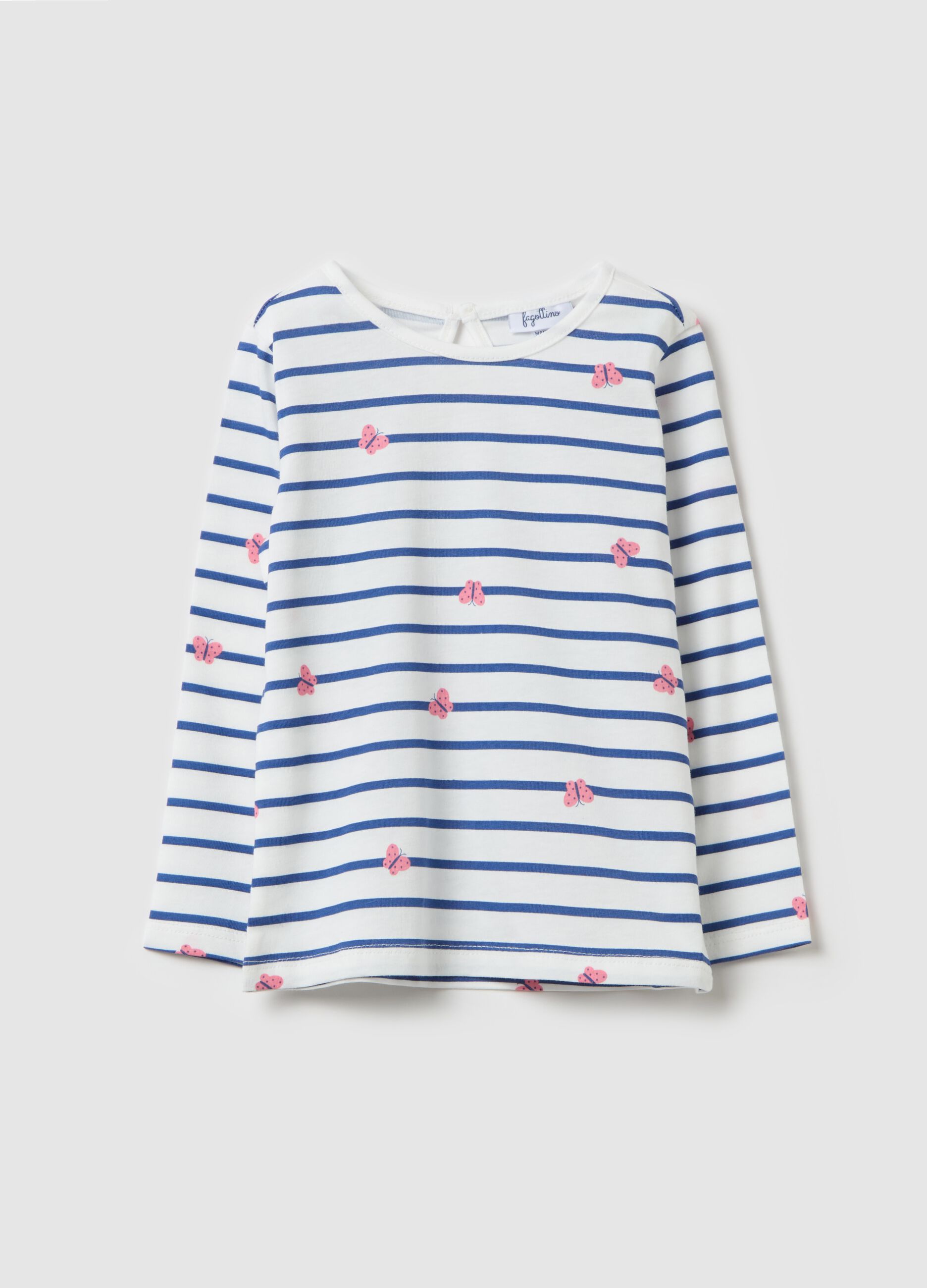 Cotton T-shirt with print and long sleeves