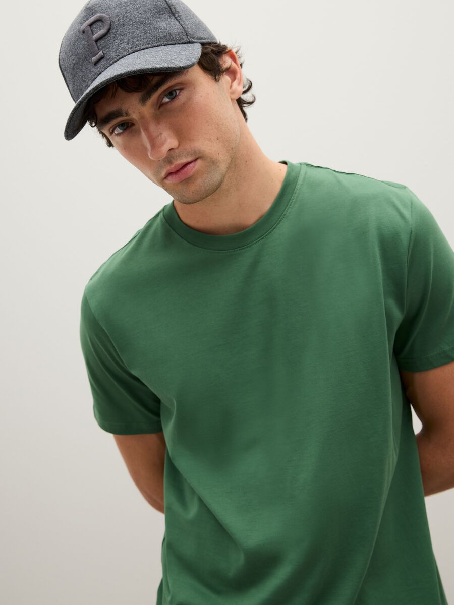 Green pure cotton T-shirt_0