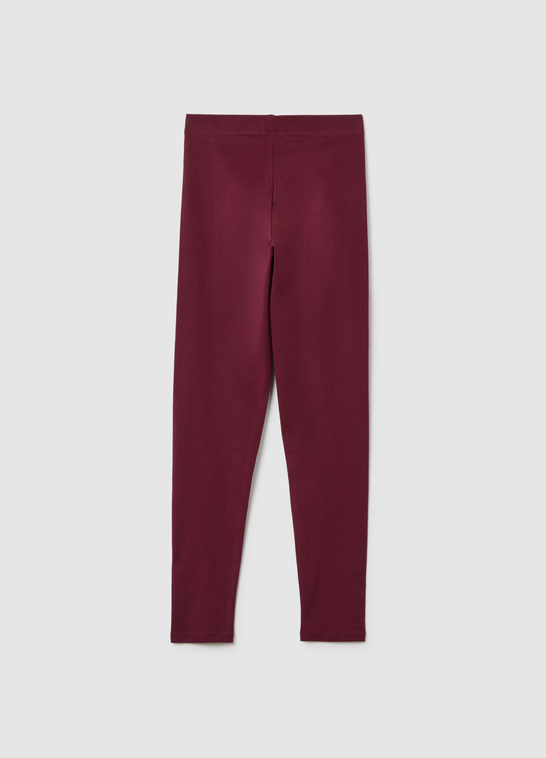 Girls' Red Stretch Cotton Skinny Leggings