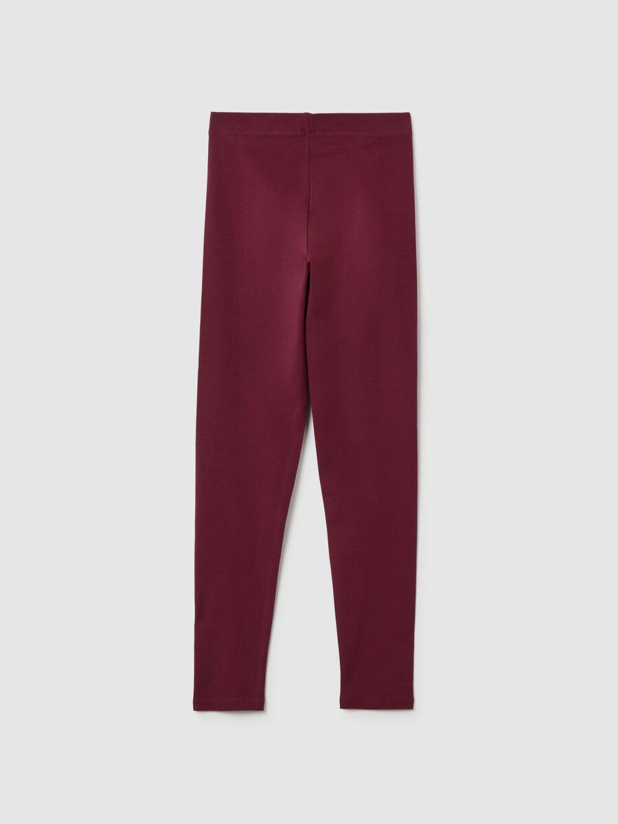 Girls' Red Stretch Cotton Skinny Leggings_4