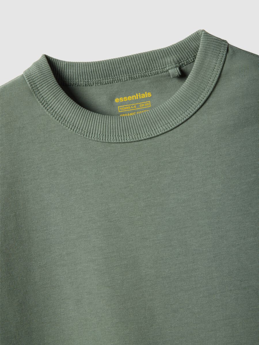 Green crew neck children's t-shirt in pure cotton regular fit_2