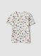 White stretch cotton T-shirt with floral print, regular fit_4