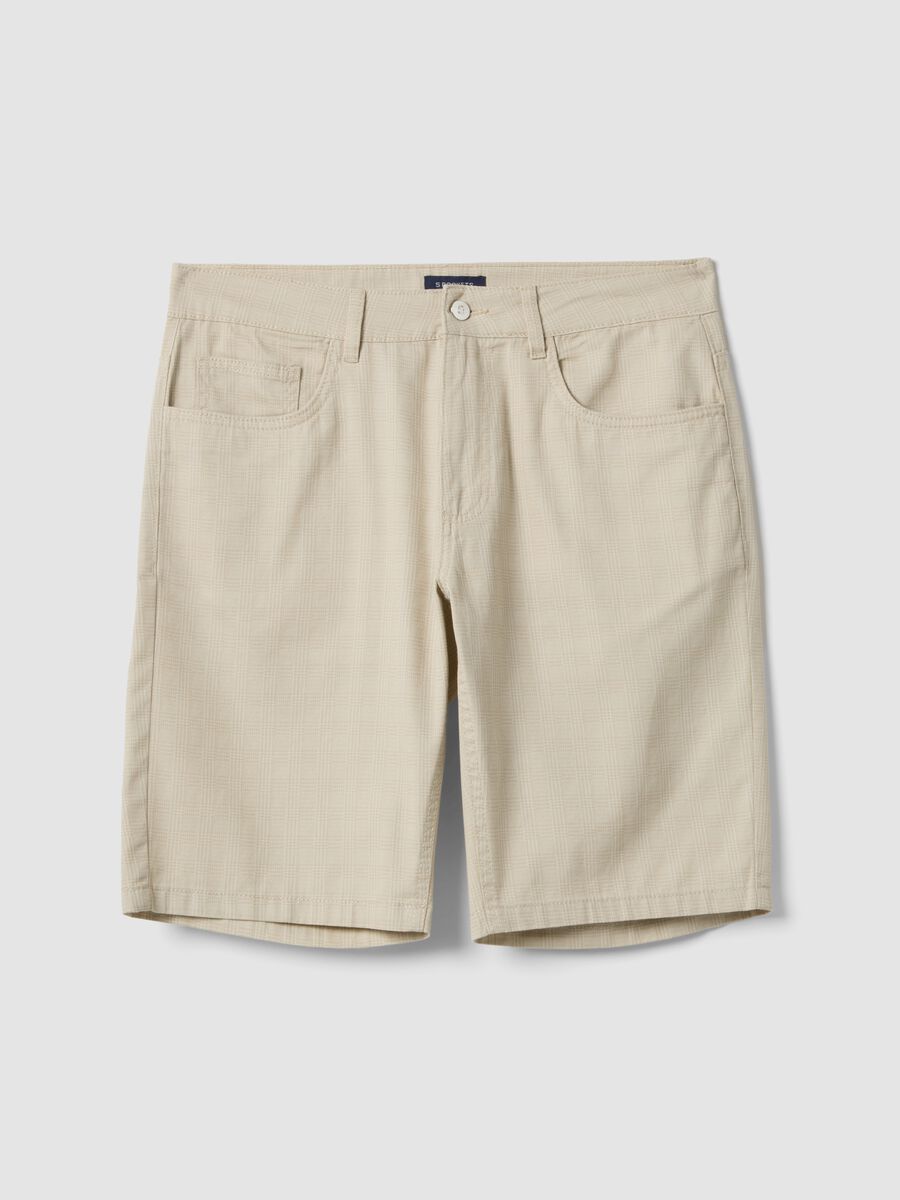 Beige pure cotton regular-fit Bermuda shorts_4