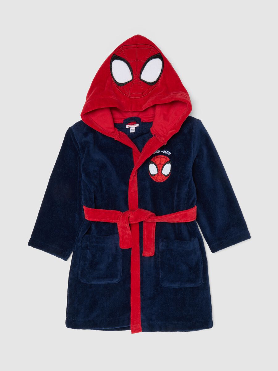 Accappatoio in puro cotone multicolor da neonato con design Spider-Man_0