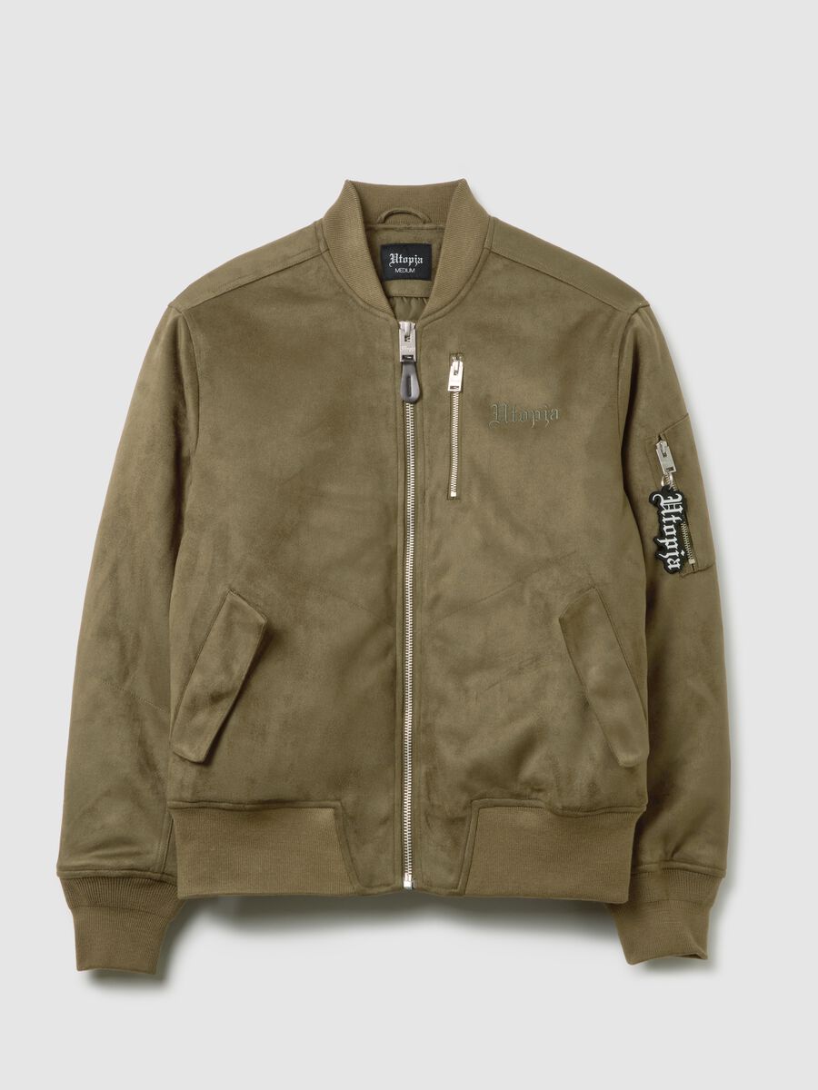 Suede Bomber Jacket Military Green_5