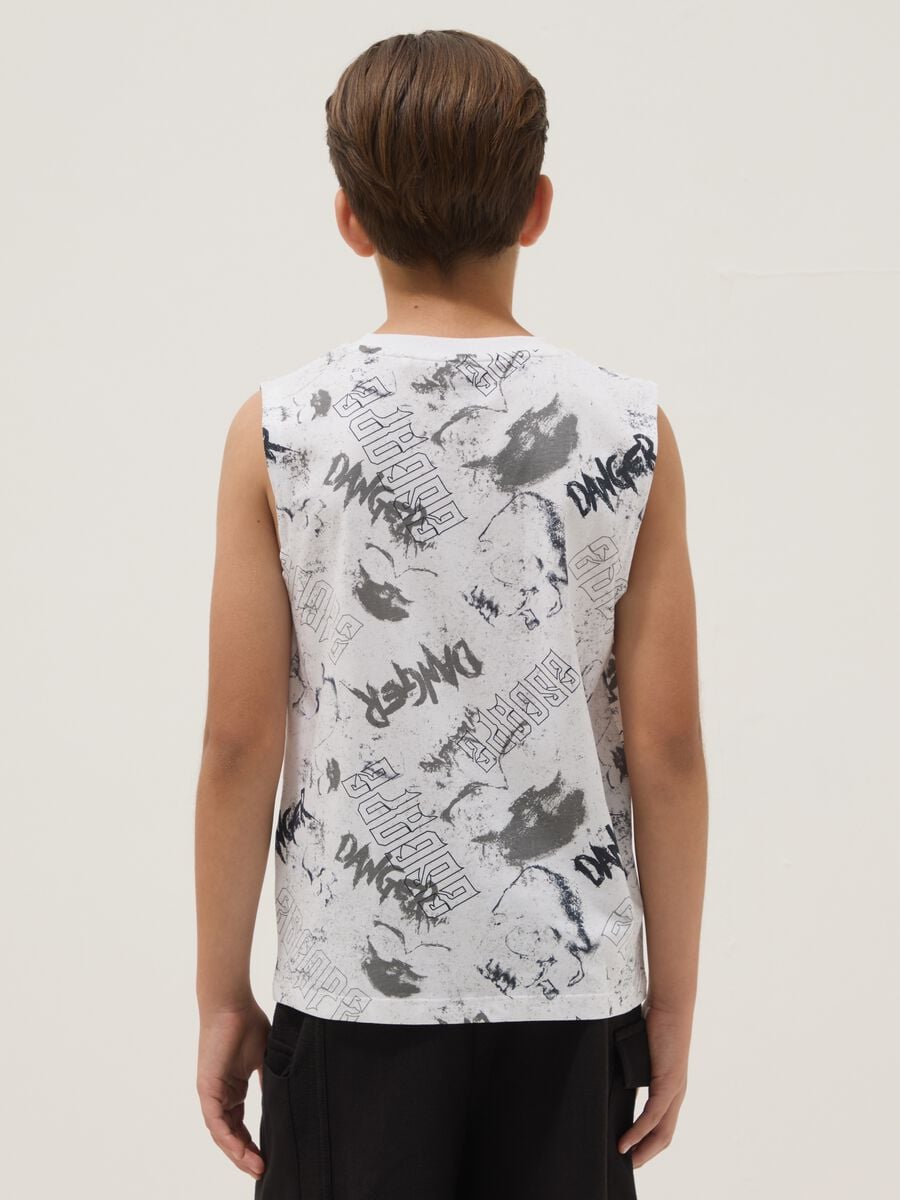 White pure cotton vest top with all-over print_1