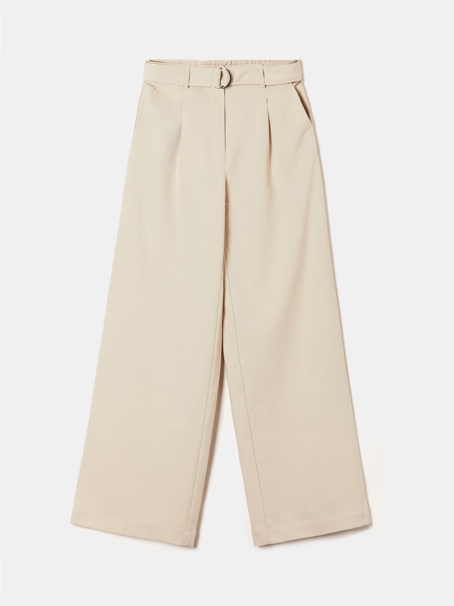 Pantaloni wide leg con cintura_0