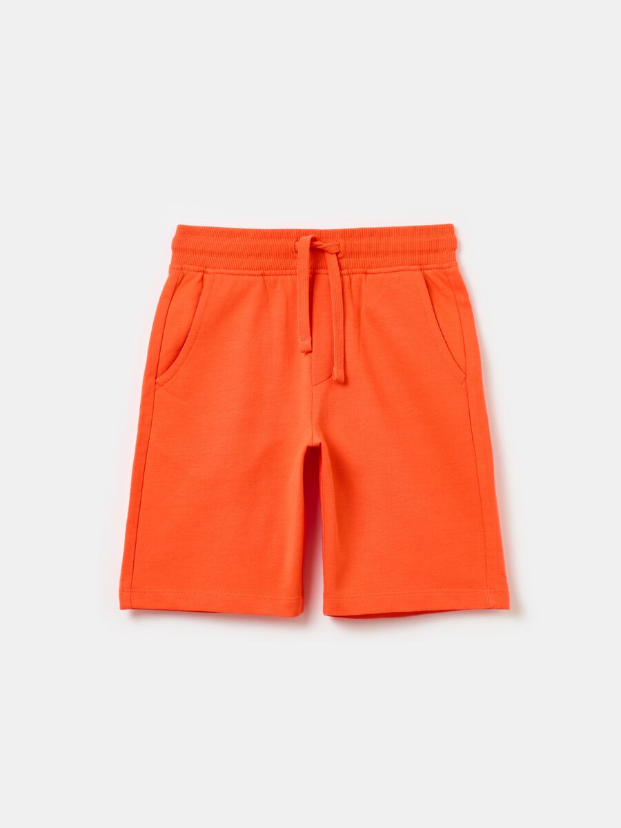 Fleece Bermuda shorts with drawstring_0