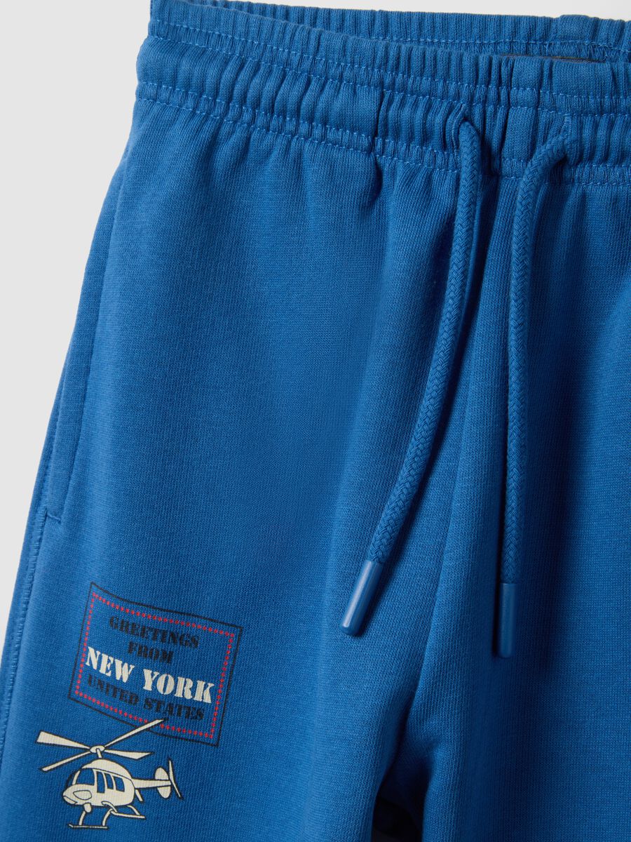 Children's blue jogger trousers in pure cotton regular fit with logo_2