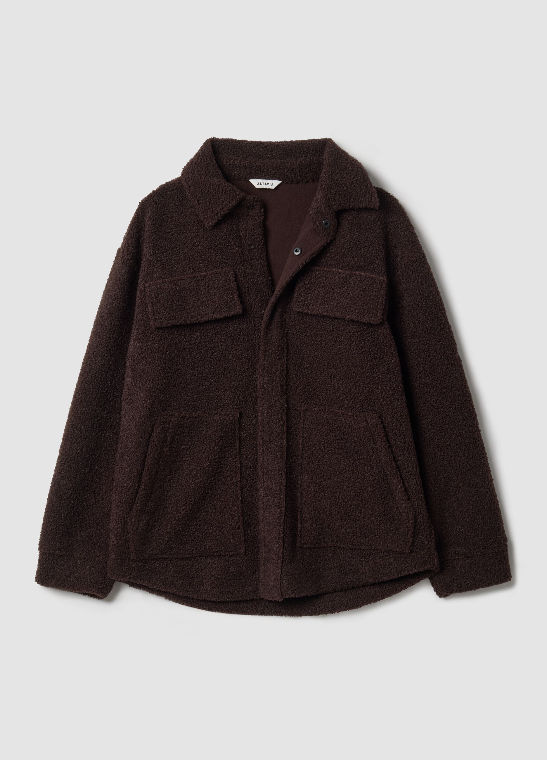 Shacket marrone in sherpa con bottoni relaxed fit ALTAVIA STUDIO