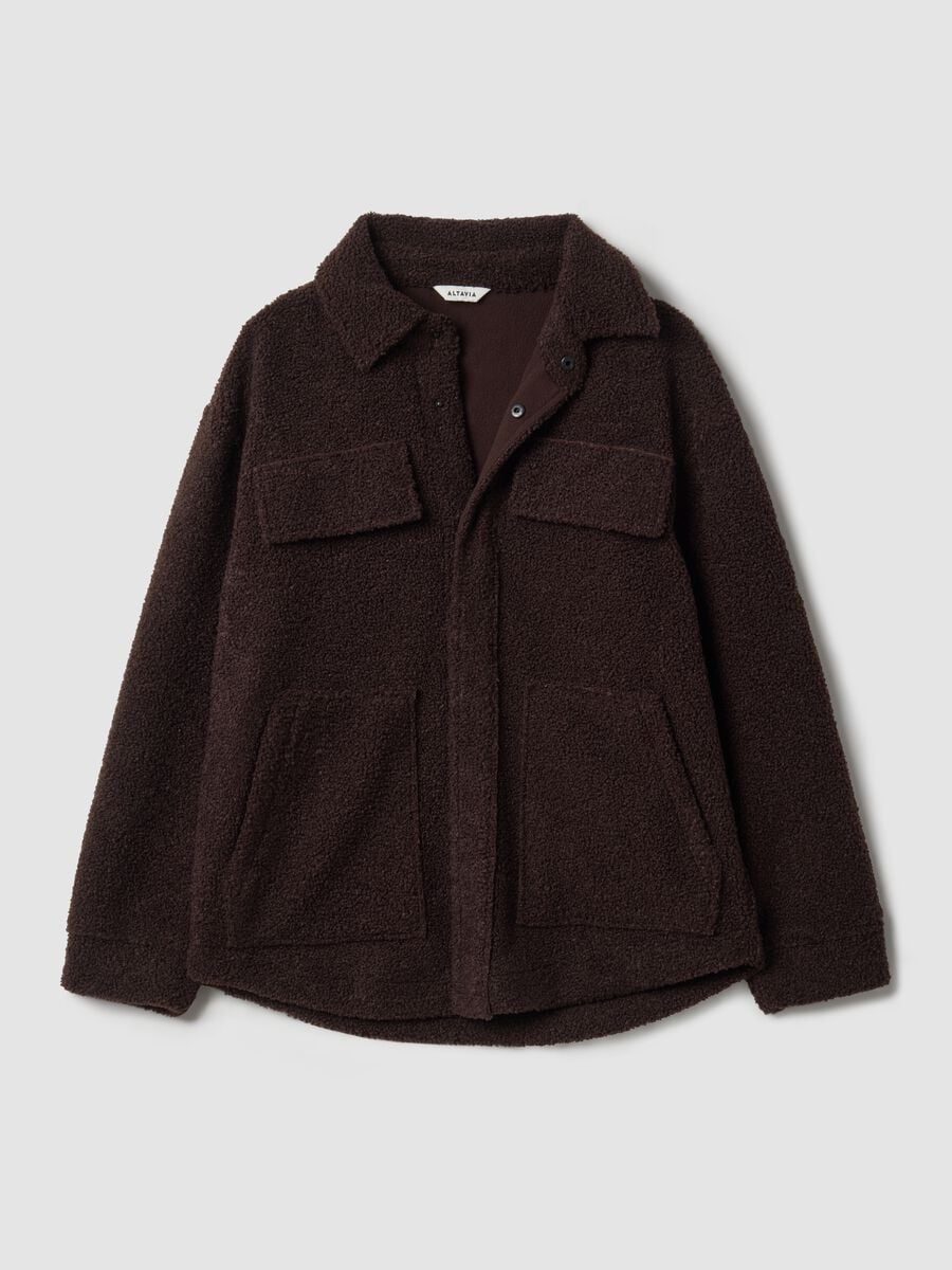 Shacket marrone in sherpa con bottoni relaxed fit ALTAVIA STUDIO_6