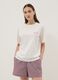 White pure cotton T-shirt with beauty slogan, relaxed fit_0