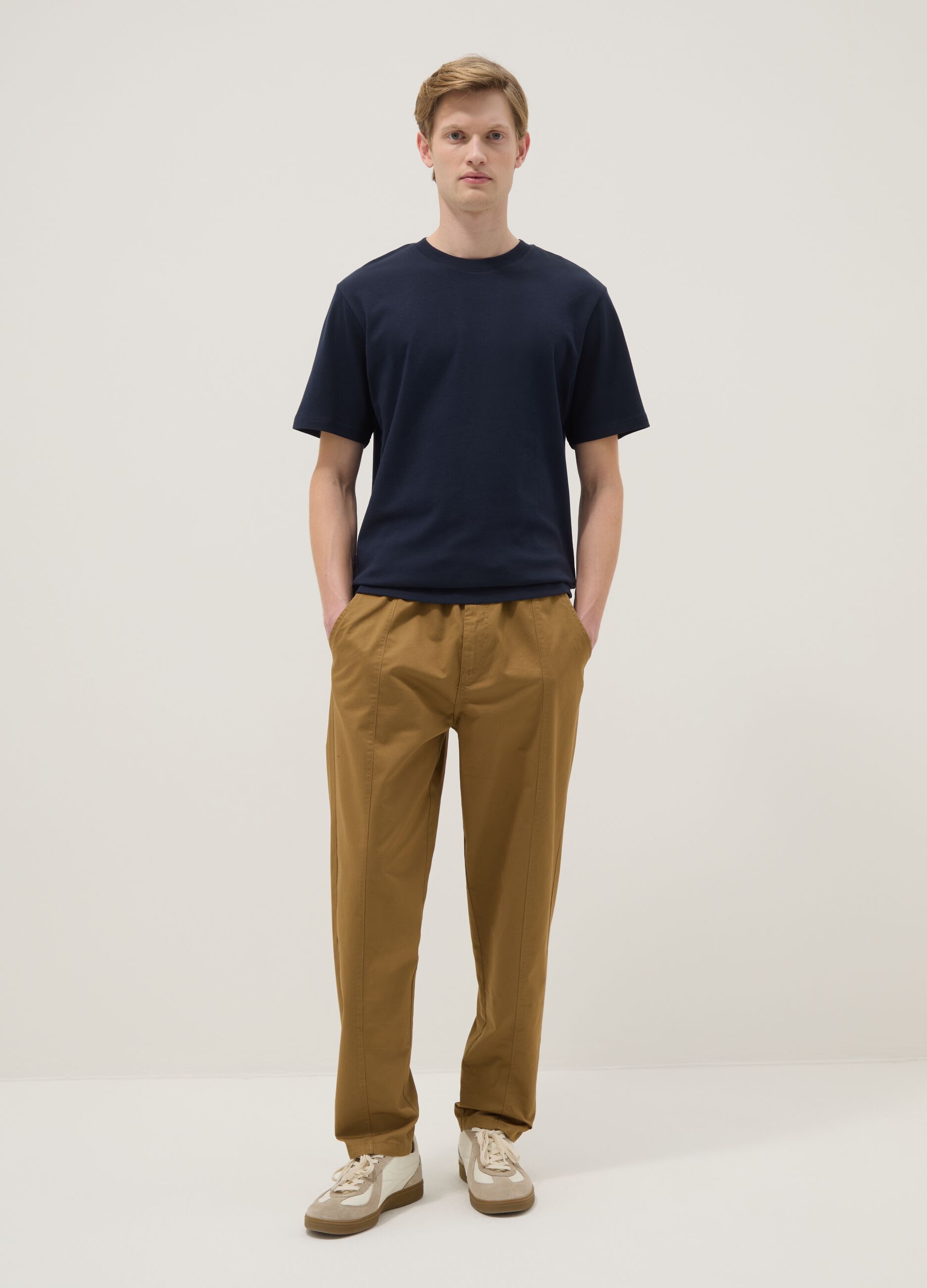 Blue pure cotton short sleeve relaxed fit T-shirt