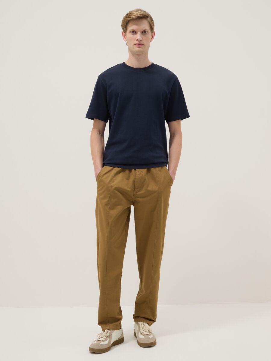 Blue pure cotton short sleeve relaxed fit T-shirt_3