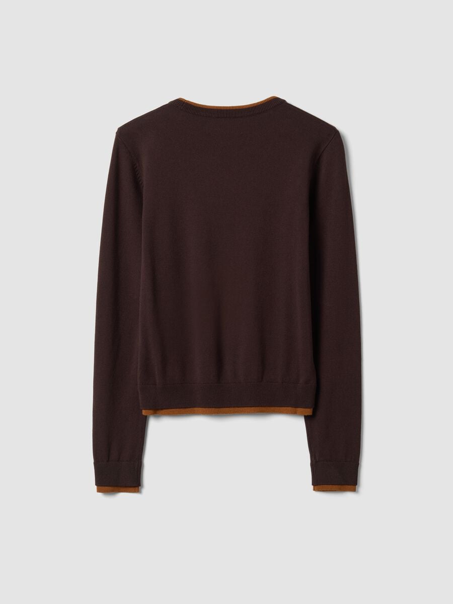 Maglia marrone in misto viscosa a maniche lunghe_5
