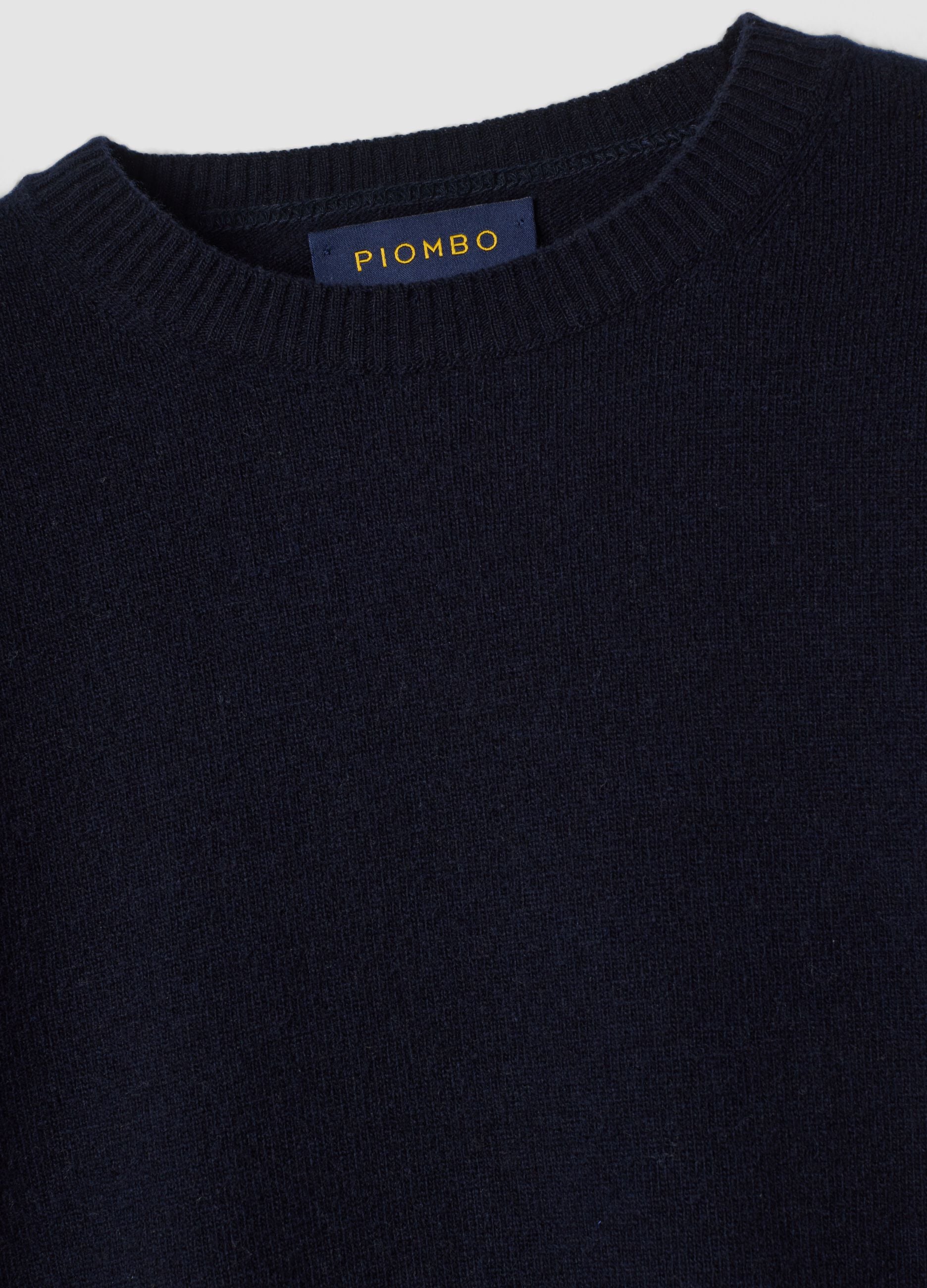 Blue pure wool crew-neck jumper, regular fit