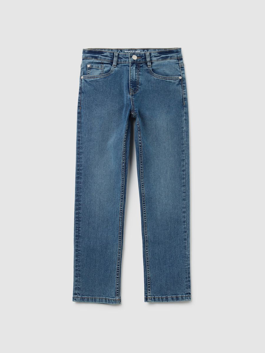 Jeans da ragazzo in denim blu regular fit_0