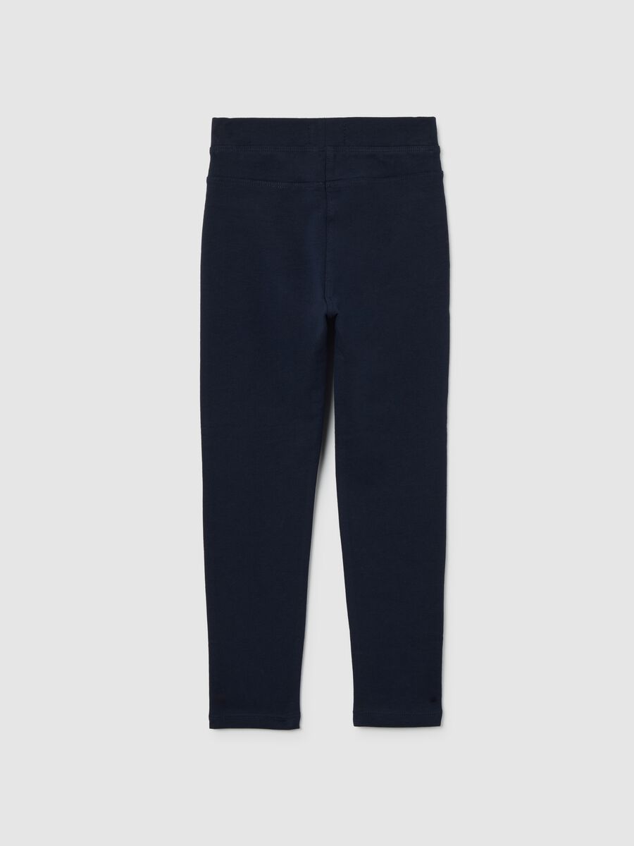 Girls' blue slim fit cotton blend trousers_1
