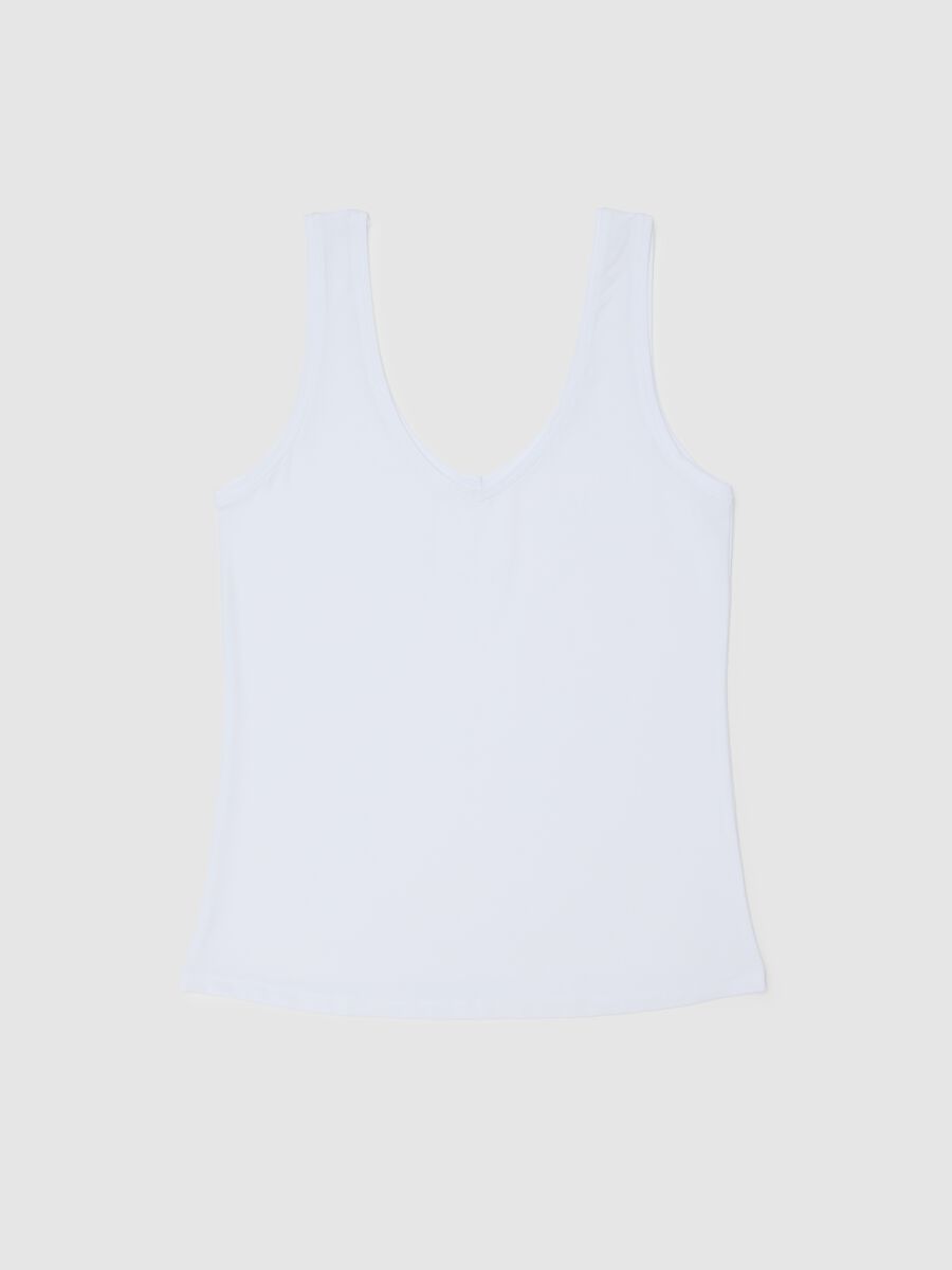 White Regular Fit Tank Top_0