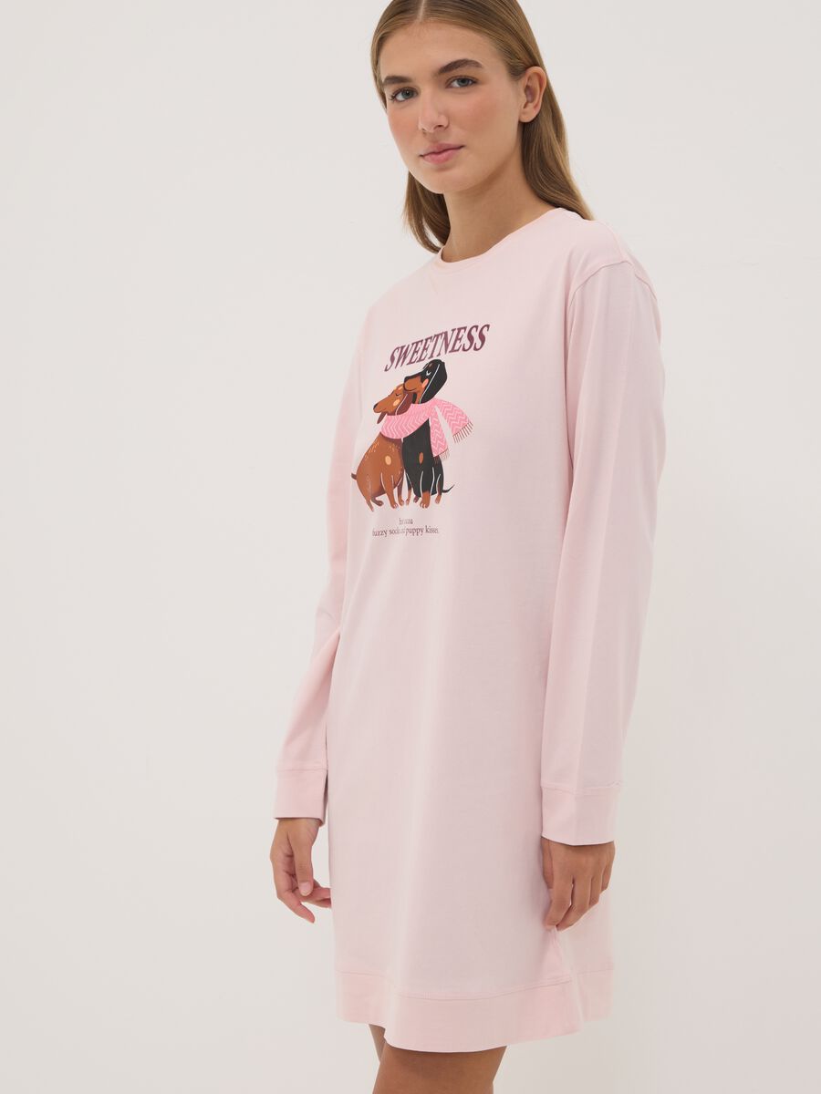 Camicia da notte rosa in puro cotone organico girocollo_0