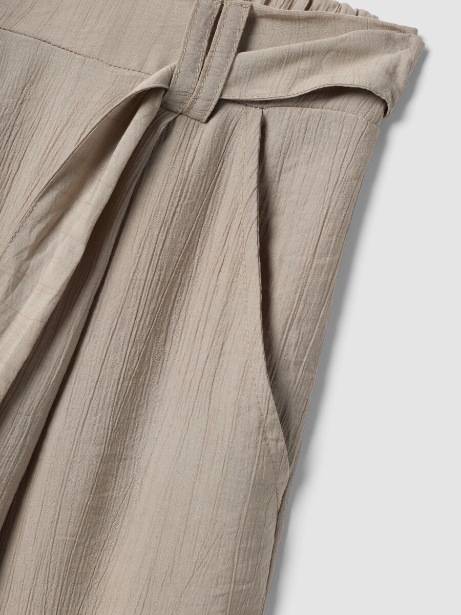 Beige viscose-blend trousers with belt_1