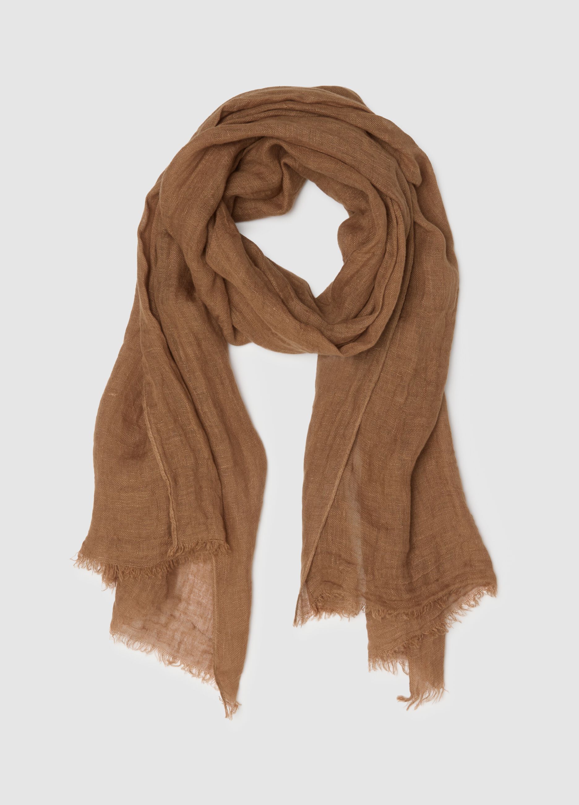 Pure Brown Linen Scarf