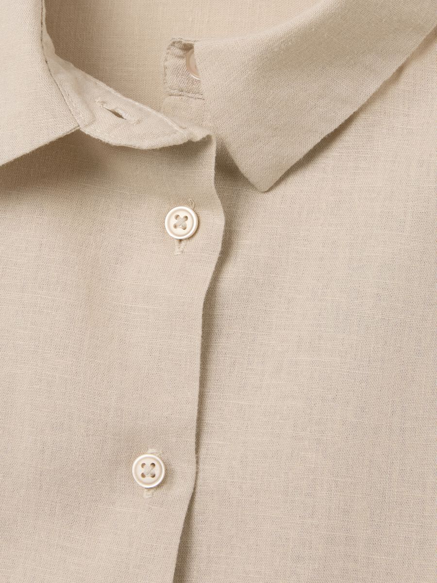Women's beige linen blend regular fit shirt without buttons_5