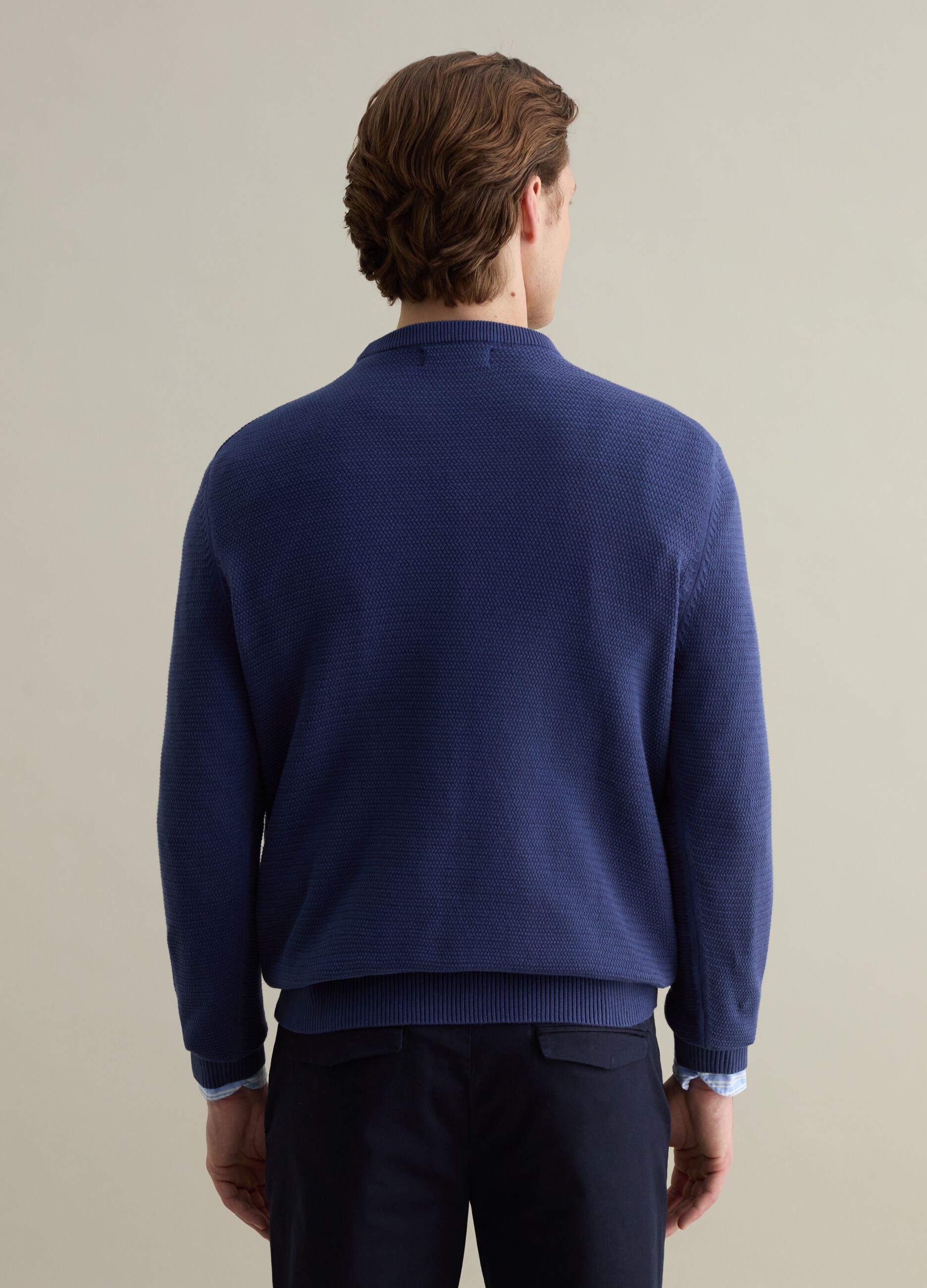 Pullover in cotone con trama ondulata 
