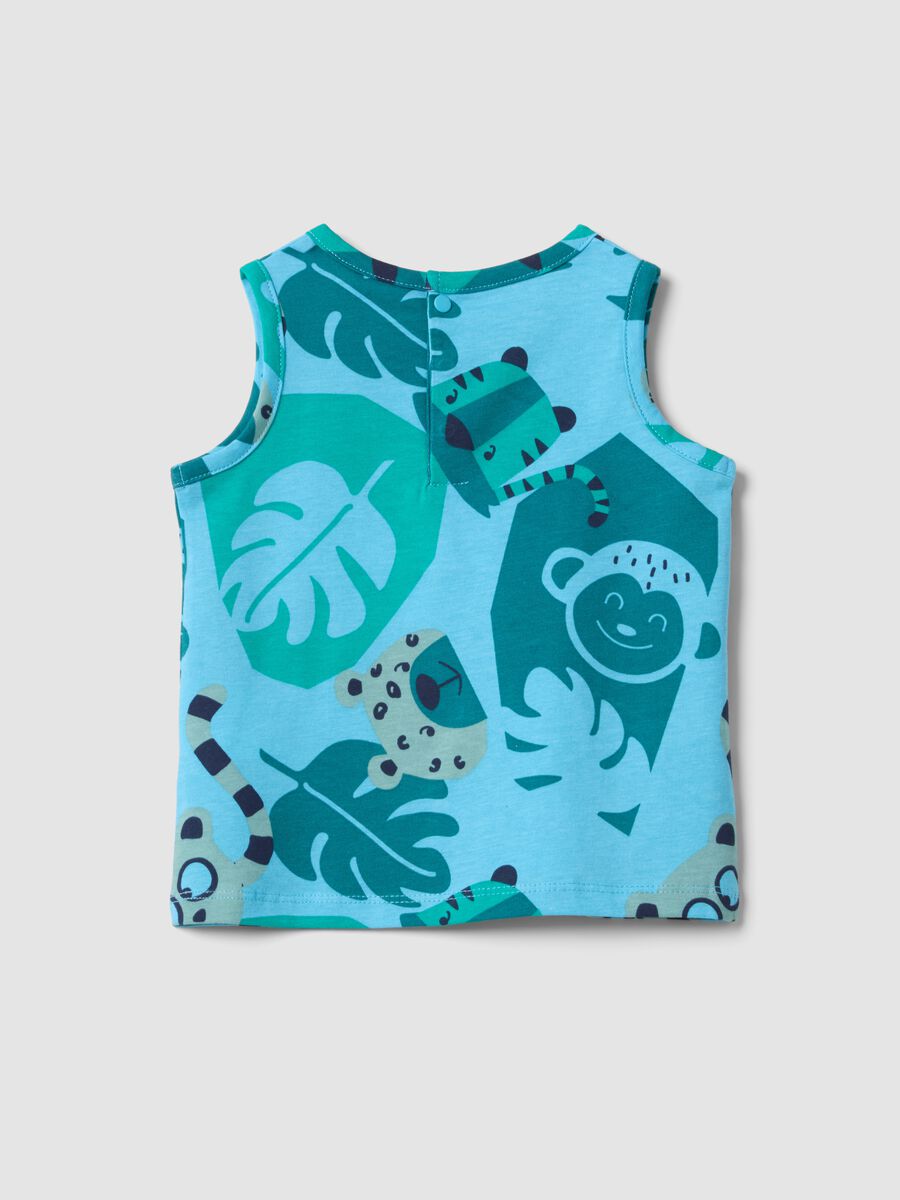 Light blue organic cotton vest with all-over print_1
