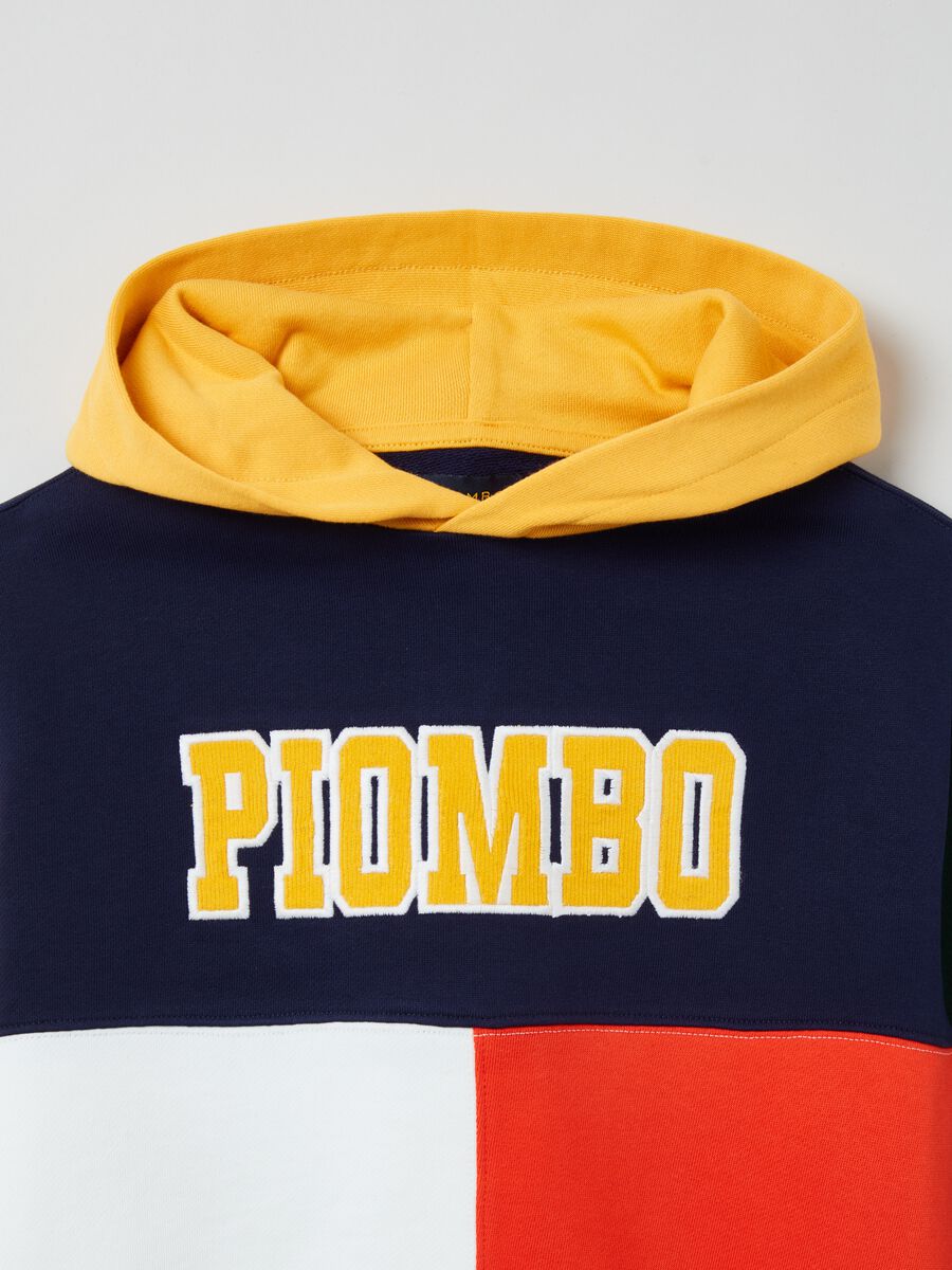 Felpa in cotone color block con cappuccio_5