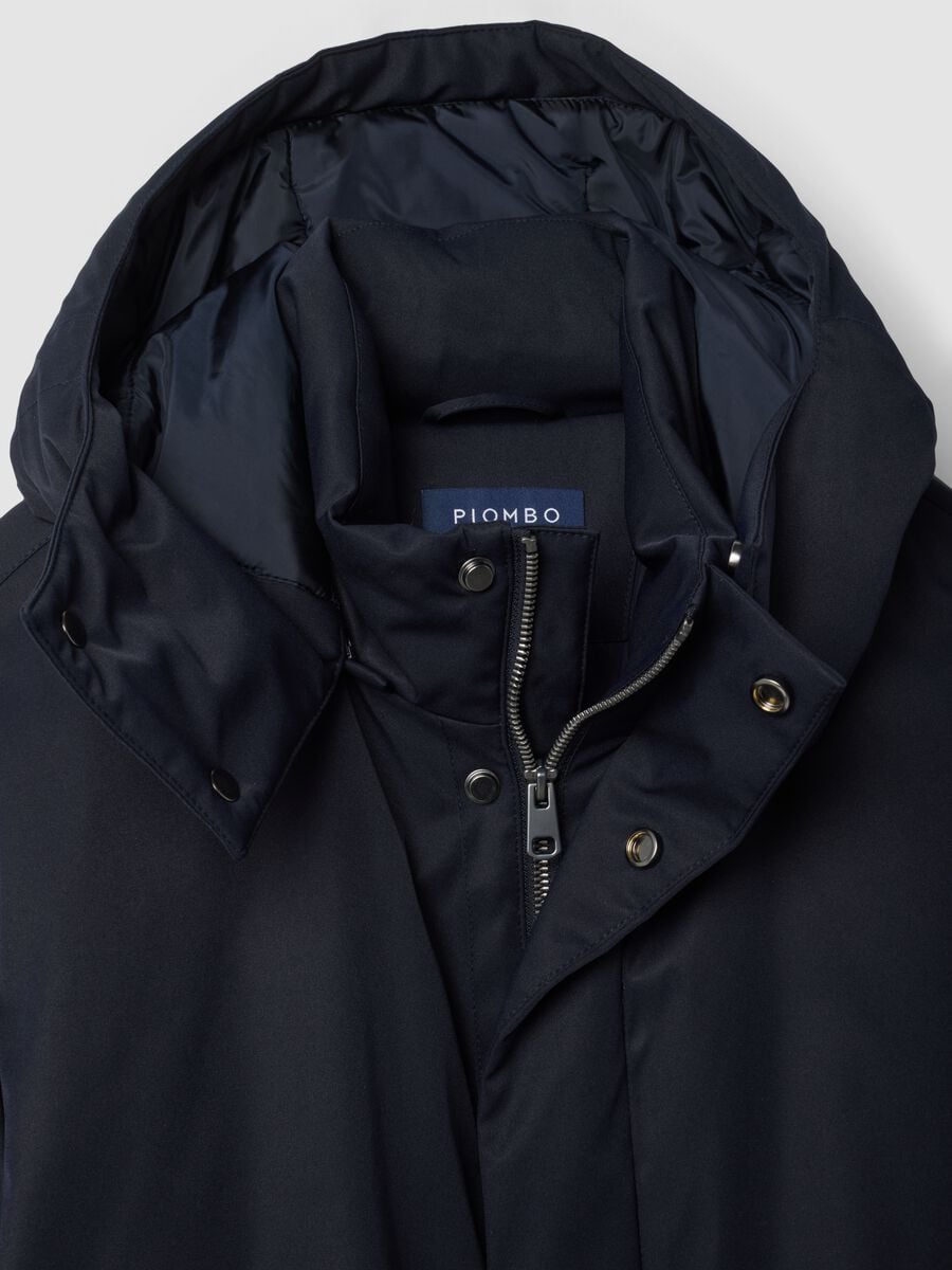 Giaccone imbottito blu con cappuccio regular fit idrorepellente_2